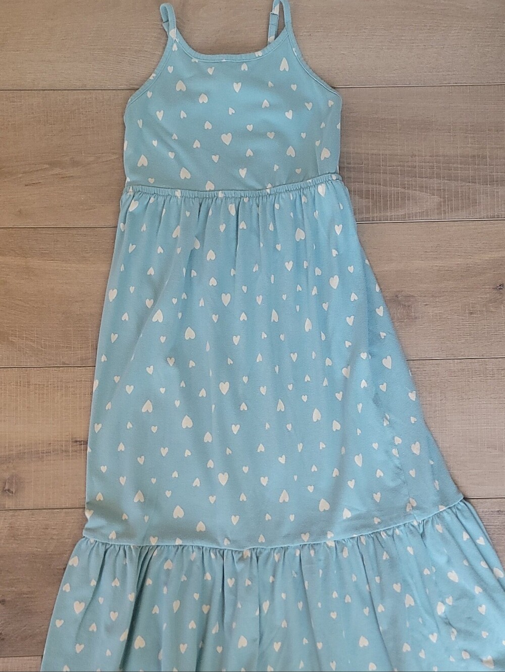 Cat & Jack Heart Knit Maxi Dress Blue M (7/8) Cottagecore